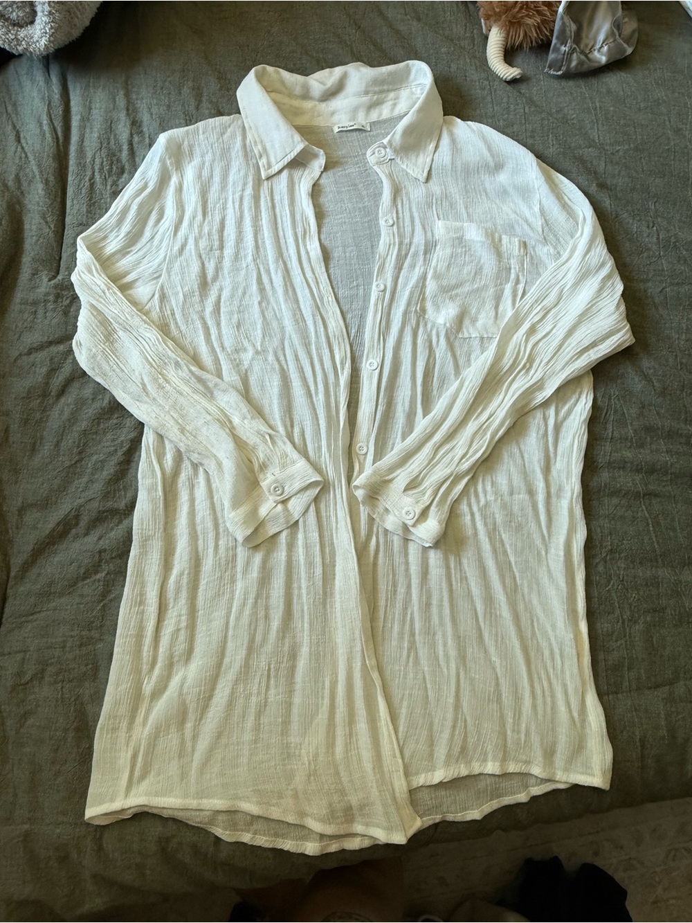 Lightweight Long Sleeve Button-Up Jacket - White